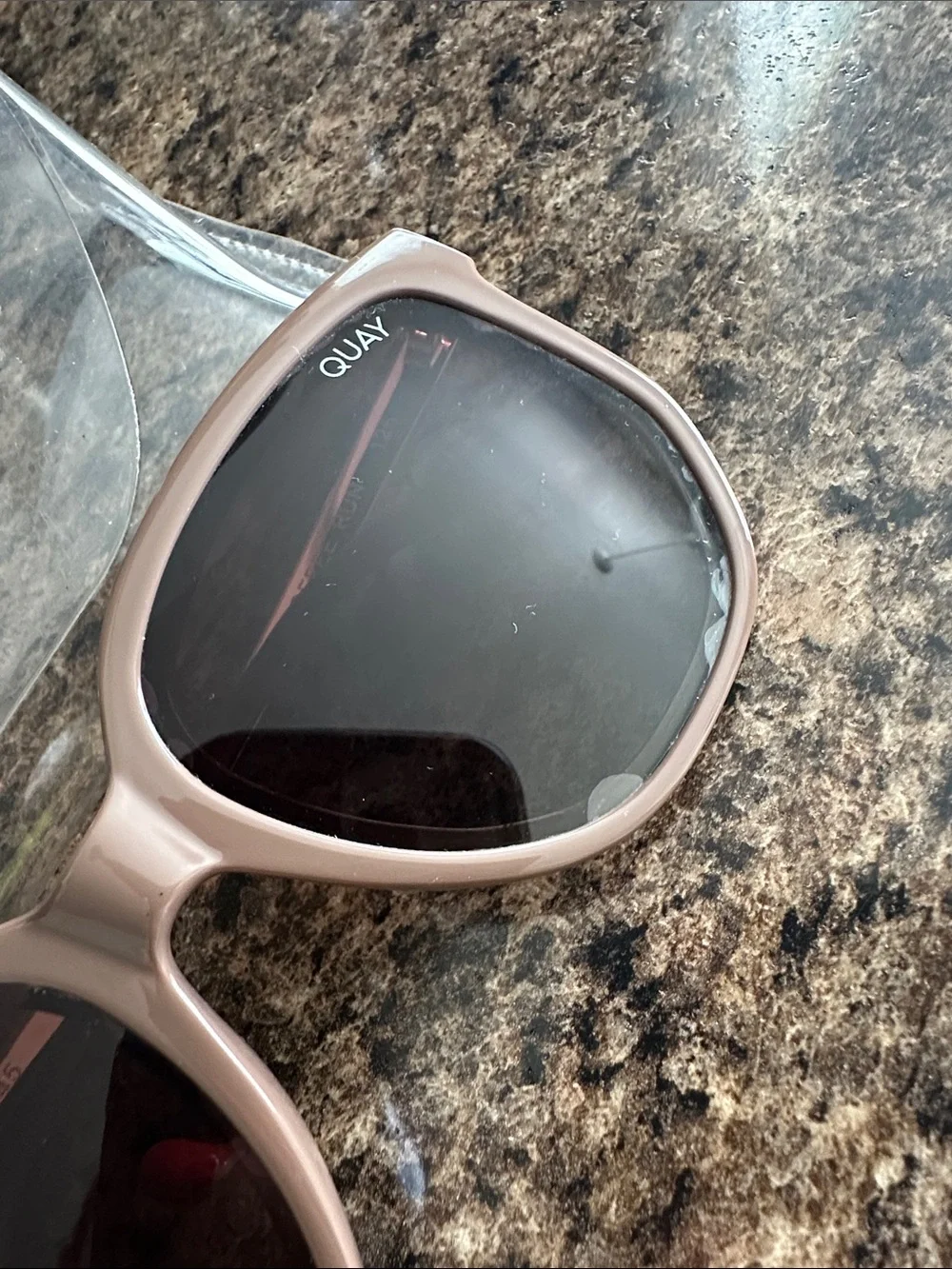 Quay Australia Taupe Frame Sunglasses with Black Lenses